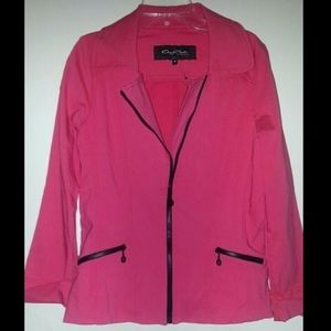 CHERYL NASH WINDRIDGE Stretch Calypso ZIP Blazer Business Casual PINK Homecoming